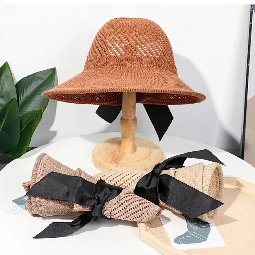 Coffee Foldable Wide Brim Roll Up Visor Hat